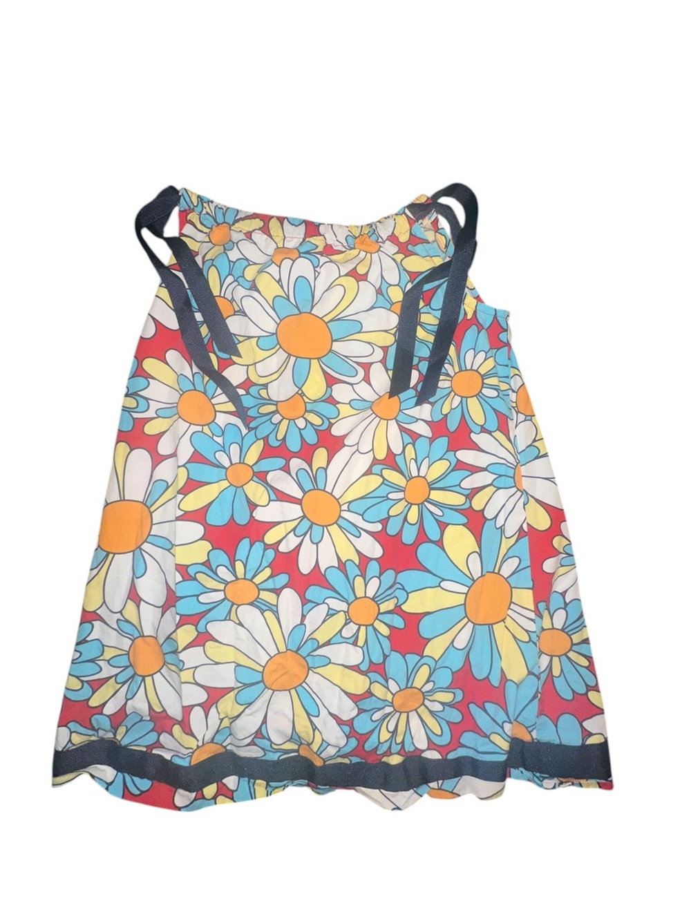 Hanna Andersson Girls Floral Tank Dress in Blue, Yellow, White and Orange sz 100